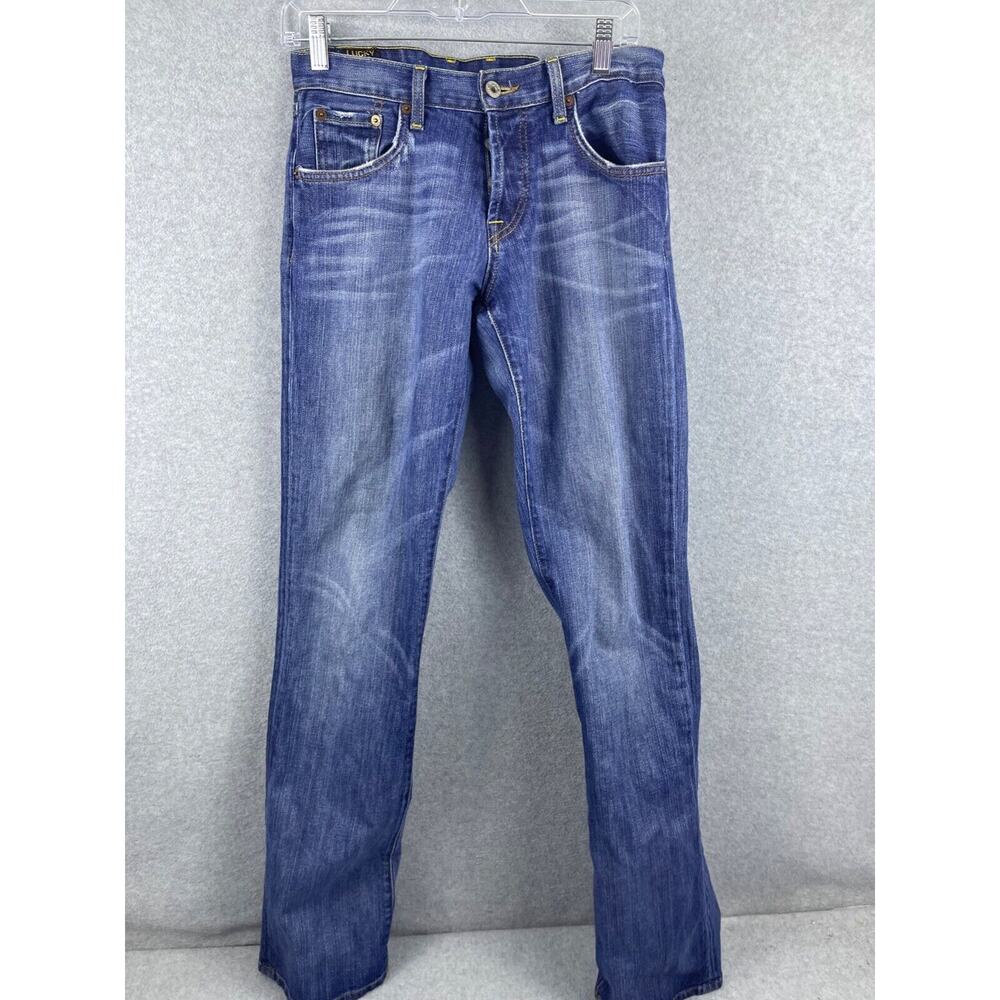 VTG Lucky Brand Jeans Men's 29 L Blue Distressed Denim Made in USA Montesano